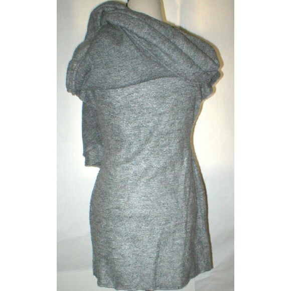 New Womens L NWT Christina Karin Designer Gray Cape Dress Sleeveless Zip Front - Picture 6 of 12